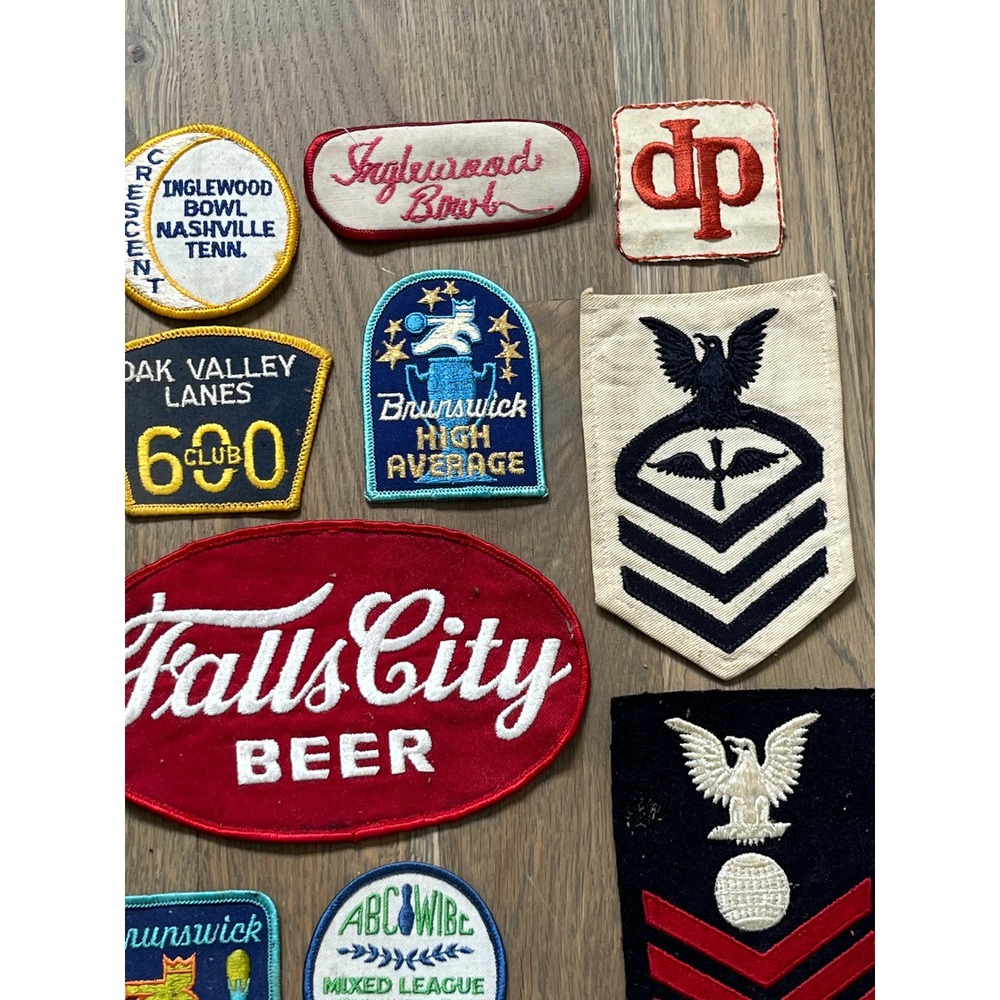 Lot of 29 Vintage Sew On Patches 1970's Beer Bowling Military NFL PBR Falls City - Picture 3 of 9
